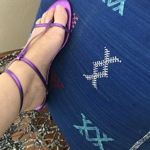 Jimmy Choo patent leather/metallic purple flat sandals 8